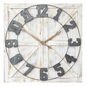 Stratton Rustic Farmhouse 31" Square Distressed White Clock