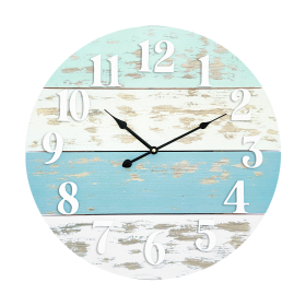 Coastal Blue Mainstays 20" Farmhouse Real Wood Round Clock