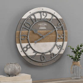 FirsTime & Co. Multicolor Shabby Pallet Clock, Analog, 16"