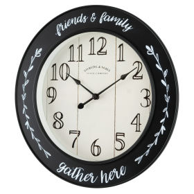 Black Mainstays 11.5" Round Farmhouse, with Arabic Numbers