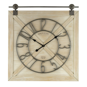 Sterling & Noble 28" Rustic White Farmhouse, Quartz Movement