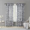 Printed Mauve And Neutral Floral Twist Tab Top Voile Curtain