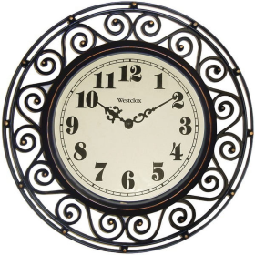 Westclox 12" Wrought Iron Style Bronze Quartz Round Clock