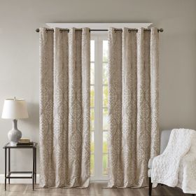 Champagne Hue Knitted Jacquard Damask Blackout Curtain, 2