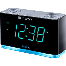 Cyan Display, Emerson Dual Alarm, Radio, Bluetooth , USB