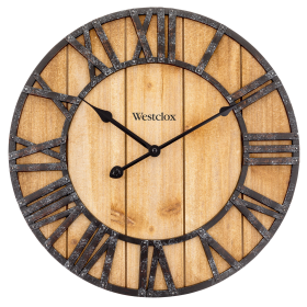 Westclox 16" Natural Wood Grain w/ Raised Roman Numerals