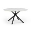 White Sintered Stone 53" Round Dining Table w/ 4 Metal Legs