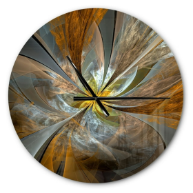 Designart 'Symmetrical Yellow Fractal Flower' Metal Clock 23"