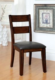 Dark Cherry wood Leatherett Transitional Style Dining chair, 2pc