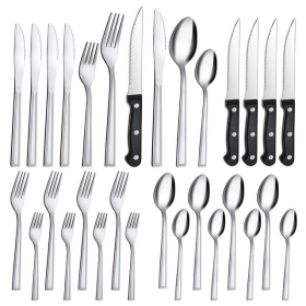 Stainless Steel Bestdin 24 Pc Flatware Set for 4 w/ Steak Knives