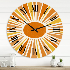 Designart 'Minimalist Bright Shining Orange Sun Rays I'  36"