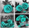 Teal Rose Flowers Canvas Prints Black & White Pictures