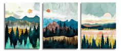 Forest Mountain Giclee Canvas Print Landscape, 3 pcs, 12"x16"