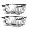 Oceanstar Stackable Metal Wire Storage Basket – Black, set of 2