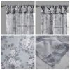 Printed Mauve And Neutral Floral Twist Tab Top Voile Curtain