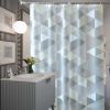 Grey Geometric Pattern PEVA Shower Curtain, 71x71inch