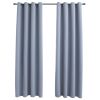 Blackout Curtains with Rings 2 pcs Gray 54"x 84" Fabric