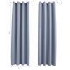 Blackout Curtains with Rings 2 pcs Gray 54"x 84" Fabric