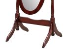 Traditional Queen Anna Style Wood Cheval Mirror, Cherry Finish