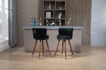 Black COOLMORE Bar Stools Set of 2, Wood Legs,37" Height