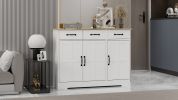 White Farmhouse Buffet Cabinet with 3 Drawers and 3 Doors