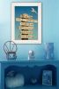 White Framed "Beach Directional" by Graffitee Studios