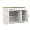 White Farmhouse Buffet Cabinet with 3 Drawers and 3 Doors