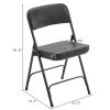 Black Metal Folding Chairs with Padded Seat and Back, 2 Pack