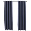 Blackout Curtains with Rings 2 pcs Anthracite 54"x 84" Fabric