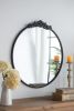 Black Round Mirror, with Metal Frame, Wall Mounted, 36" x 39"