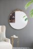 Gold Round Mirror, with Metal Frame, Wall Mounted, 36" x 39"