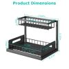 Black 2 Tier Under Sink Pull Out Sliding Basket & Shelf organizer