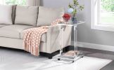 Chrome Glass Top C Shape Square, Acrylic Table, Metal Base