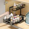 Black 2 Tier Under Sink Pull Out Sliding Basket & Shelf organizer