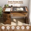 Wooden Vintage Computer Desk with 3 Drawers for Home