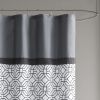 Grey and Black Embroidered and Pieced Shower Curtain, 72"