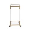 Golden Glass Top C Shape Square, Acrylic Table, Metal Base