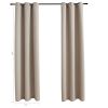 Blackout Curtains with Rings 2 pcs Beige 37"x 84" Fabric