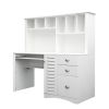 Antiqued White finish, Home Office Computer Desk with Hutch