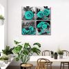 Teal Rose Flowers Canvas Prints Black & White Pictures