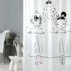 White Couples PEVA Waterproof Shower Curtain ,71x71