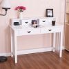 White Home Office Writing Desk with 4 Drawer Study Table