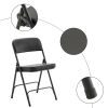 Black Metal Folding Chairs with Padded Seat and Back, 2 Pack