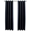 Blackout Curtains with Rings 2 pcs Black 54"x 63" Fabric