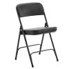 Black Metal Folding Chairs with Padded Seat and Back, 2 Pack