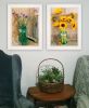 White Framed "Country Sunflowers & Chives"  by Anthony Smith