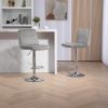 Gray COOLMORE Bar Stools with Back & Footrest  2 pc/set