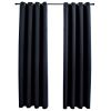 Blackout Curtains with Rings 2 pcs Black 54"x 95" Fabric