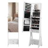 White Mirror Floor Style w/ 2 Drawer, Lights, Jewelry Storage