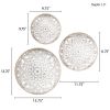 Distressed White Floral Medallion 3-piece Carved Wood Decor